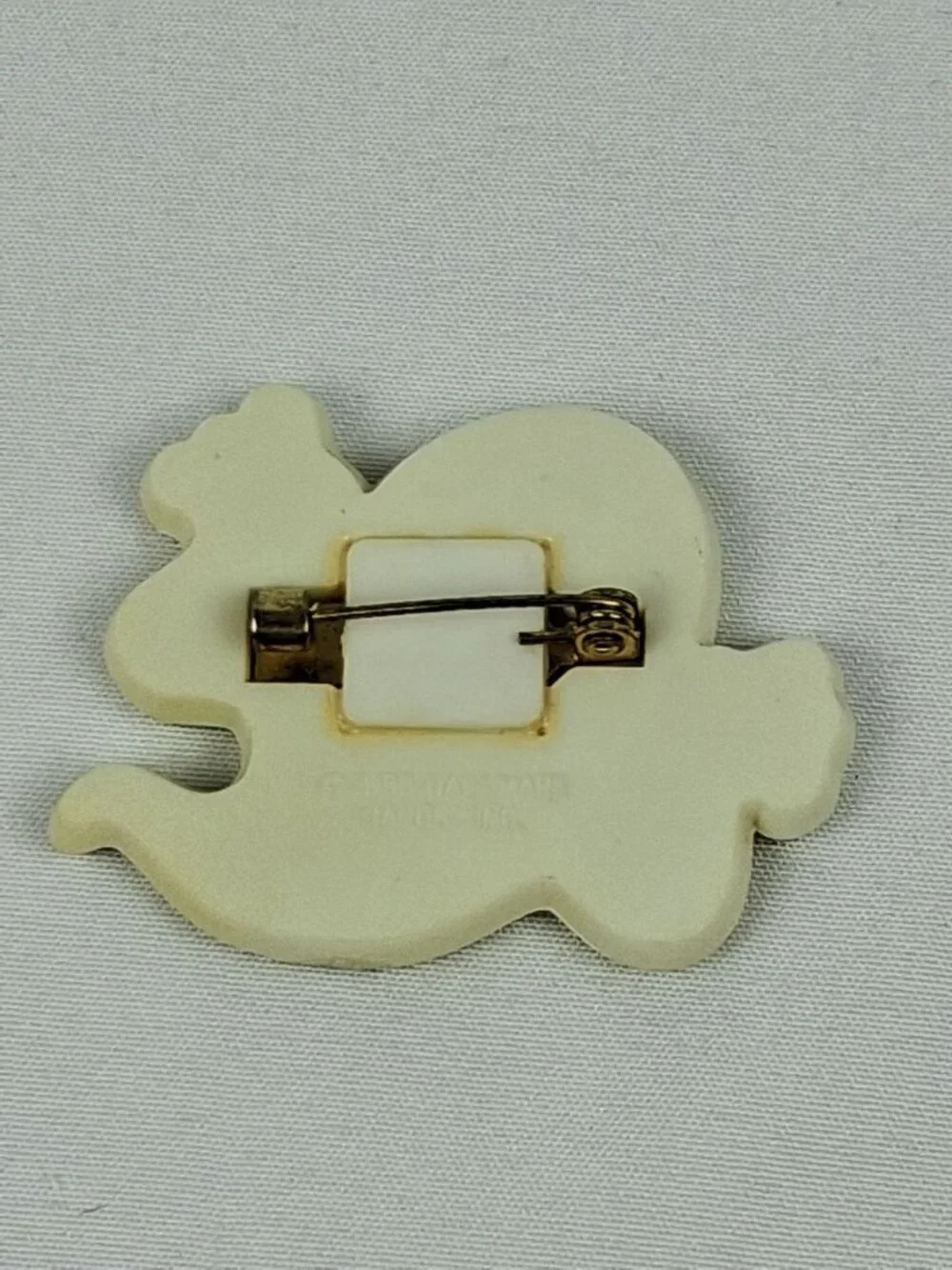 Vintage 1983 Hallmark Glitter Ghost Pin Halloween Brooch Gold & Blue Halloween